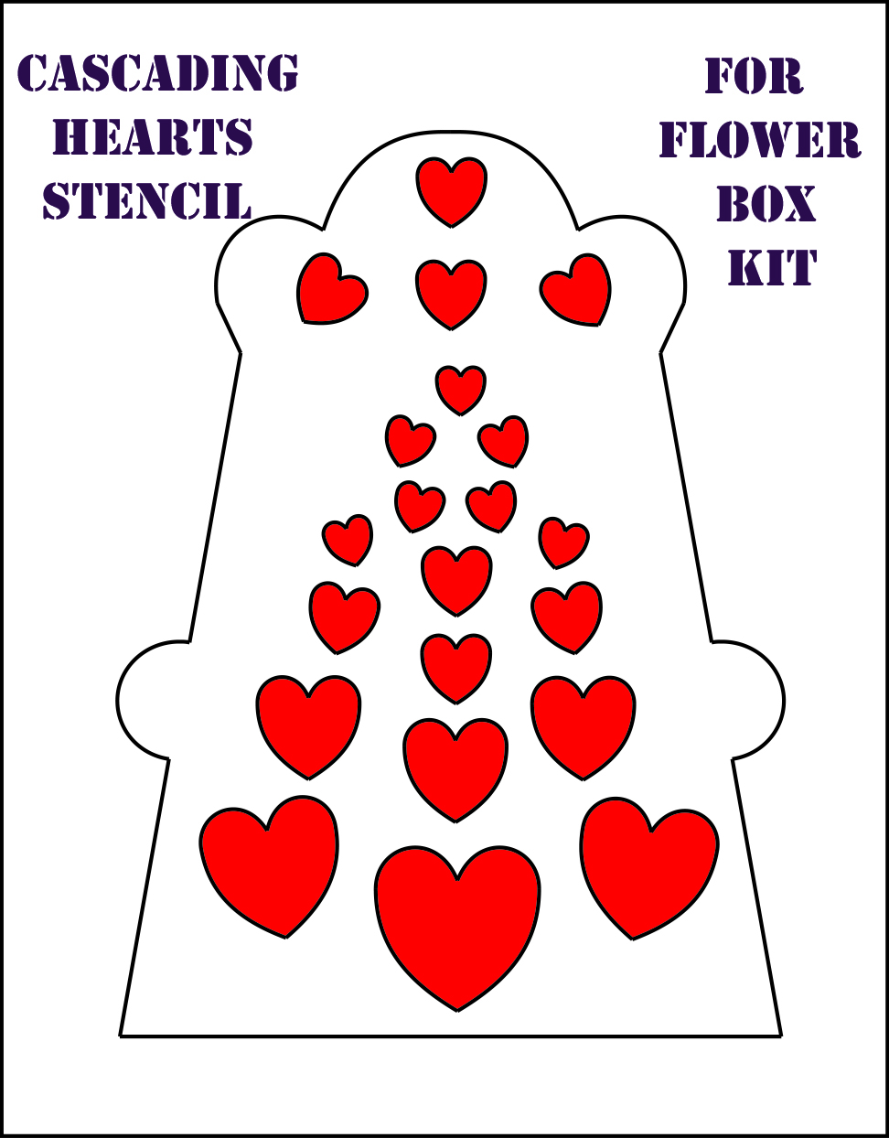 Cascading Hearts Stencil for Flower Box Keepsake Kit